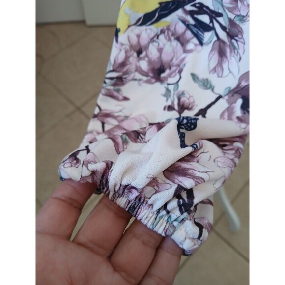 H&M Brand Women's Multi-Color Long Sleeve Floral Top Large Bird Butterfly Spring - Picture 6 of 16